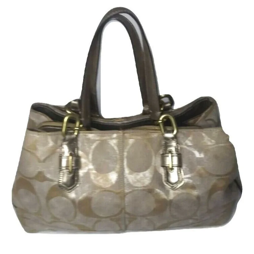 Vintage Coach Chelsea Patina Signature Jayden 18687 Gold Khaki Handbag